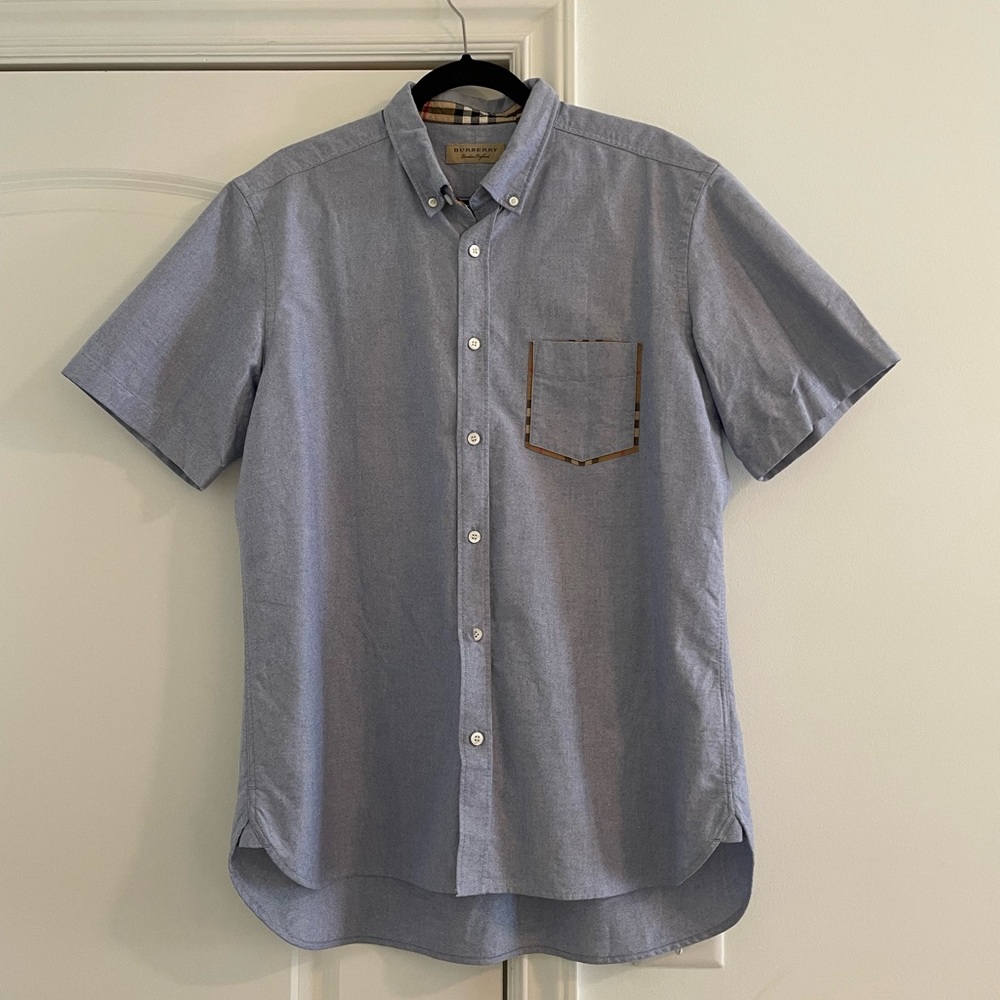 Burberry Mens Light Blue Short Sleeve Shirt